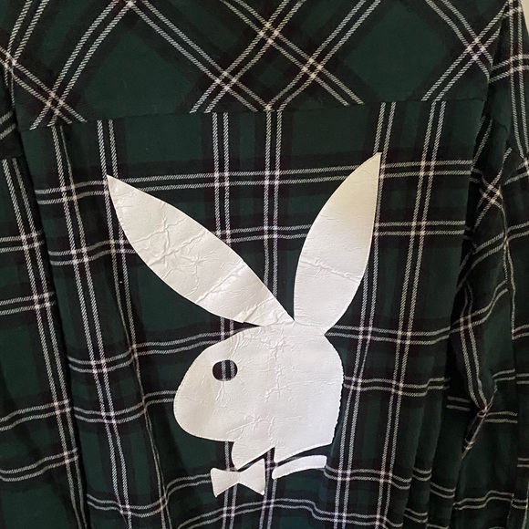 Green playboy plaid shirt - Picture 2 of 2